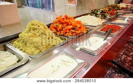Interior Of Fast Food Take Out Restaurant In A Mall