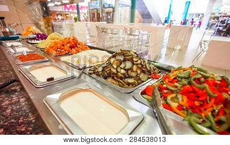 Interior Of Fast Food Take Out Restaurant In A Mall