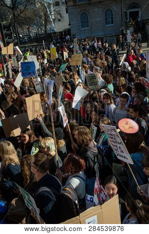 London, Uk, United Kingdom 15th February 2019:- Striking School Aged Children In Central London Marc
