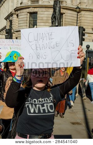 London, Uk, United Kingdom 15th February 2019:- Striking School Aged Children In Central London Over