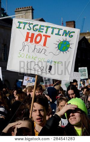 London, Uk, United Kingdom 15th February 2019:- Striking School Aged Children In Central London Over