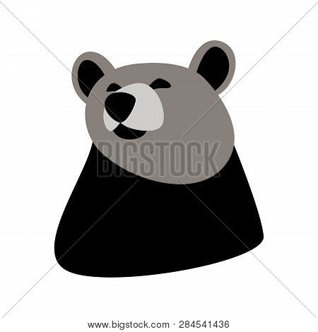 Bear Face, Vector Illustration ,  Front View, Flat Style