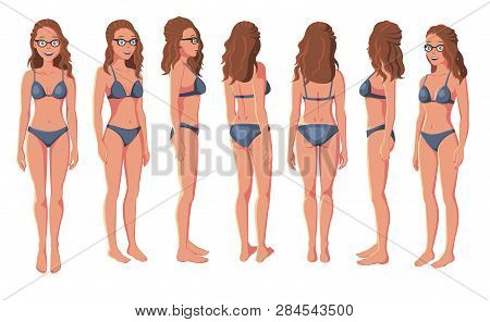 Vector Illustration Of Smiling Women In Bikini