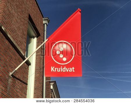Heeze, The Netherlands - February 16, 2019: Images Of A Flag Of Dutch Pharmacy And Drugstore Chain K
