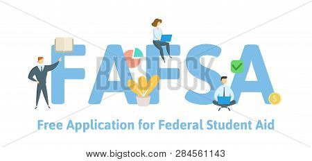 Fafsa, Free Application For Federal Student Aid. Concept With Keywords, Letters And Icons. Flat Vect