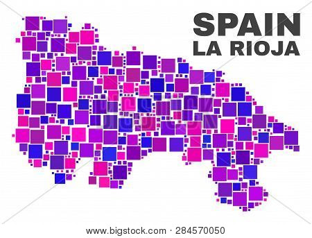 Mosaic La Rioja Of Spain Map Isolated On A White Background. Vector Geographic Abstraction In Pink A