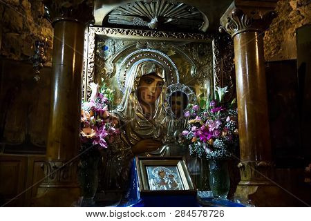 Jerusalem , Israel - January 25 . 2019 : Church Of The Sepulchre Of Saint Mary, Also Tomb Of The Vir