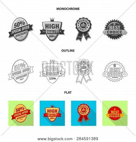 Vector Illustration Of Emblem And Badge Icon. Set Of Emblem And Sticker Vector Icon For Stock.