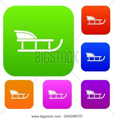 Sled Set Icon In Different Colors Isolated Illustration. Premium Collection