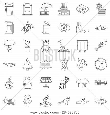 Dsaster Icons Set. Outline Style Of 36 Disaster Icons For Web Isolated On White Background