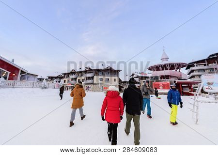 Editorial: Rukatunturi, Finland, 28th December 2018. Rukatunturi Ski Jumping Hill At Ruka Ski In Win