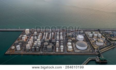 Liquid Chemical Tank Terminal, Storage Of Liquid Chemical And Petrochemical Products Tank, Aerial Vi