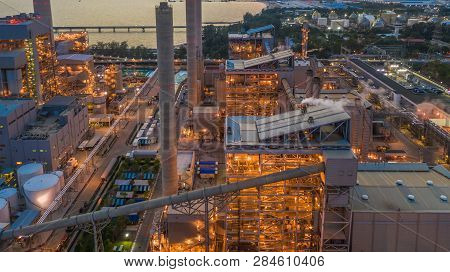 Steel Plant, Metallurgical Plant, Metallurgical Steelmaking Factory, Aerial View.
