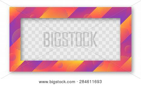 Colored Trendy Gradient Frame With Bland Shadows Isolated On White Background. Abstract Colorful Rec