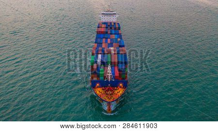 Cargo Freight Ship Carrying Container Box For Import And Export Business Logistic And Transportation