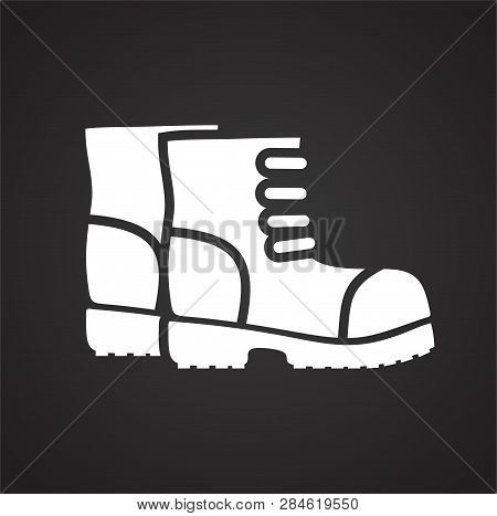Motorcycle Boots Icon On Black Background For Graphic And Web Design, Modern Simple Vector Sign. Int
