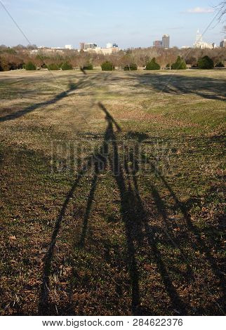 A Bicycle Shadow In Dix Park, Near Downtown Raleigh Nc