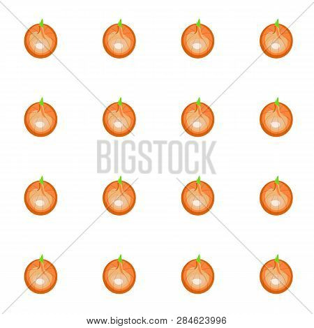Onion Seamless Pattern. Orange Onion, Food Ingredient Design Element Stock Vector Illustration For W