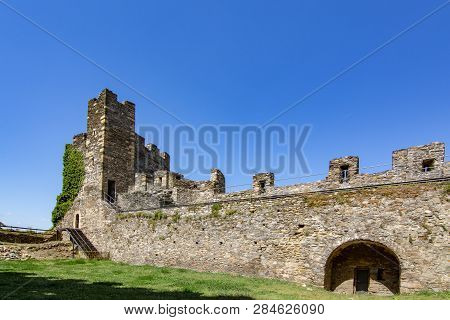 Ponferrada, Leon, Spain; June 2017: View Of Templar Castle In The  City Of Ponferrada Province Of Le