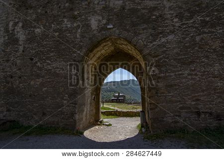 Ponferrada, Leon, Spain; June 2017: View Of Templar Castle In The  City Of Ponferrada Province Of Le
