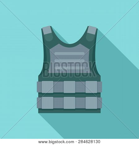 Bulletproof Vest Icon. Flat Illustration Of Bulletproof Vest Vector Icon For Web Design