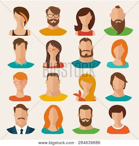 Vector Flat Style Male And Female Characters