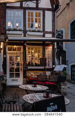 Bremen, Germany, January, 2019 - Colorful Houses In Historic Schnoorviertel In Bremen, Germany