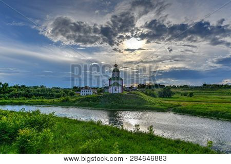 Church Of The Prophet Aross The Kamenka River In The Golden Ring - Suzdal, Russia.