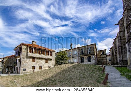 Pontevedra, Galicia, Spain; September 2018: The Stone Cross, Is A Typical Galician Monument , In A S