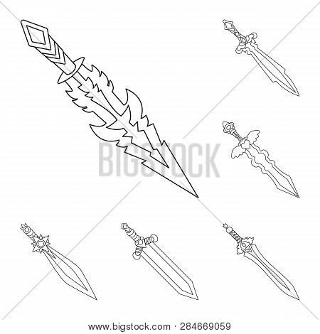 Vector Design Of Game  And Armor  Logo. Set Of Game  And Blade  Vector Icon For Stock.