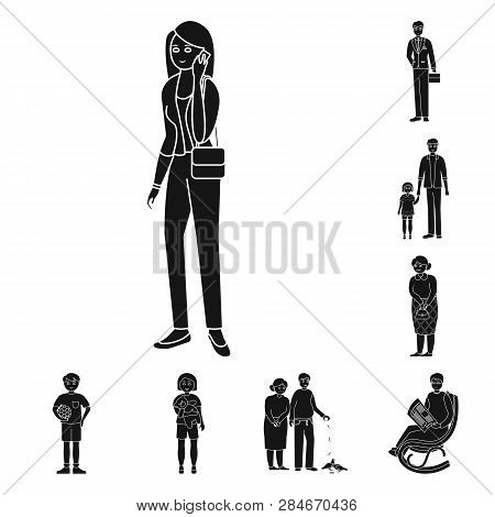 Vector Design Of Face  And Portrait Icon. Set Of Face  And People Vector Icon For Stock.