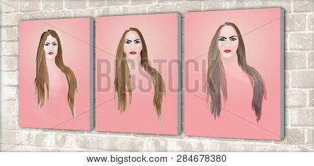 Aging, Getting Older Gracefully Is The Theme Of This Sequence Of A Young Woman's Portrait Followed B