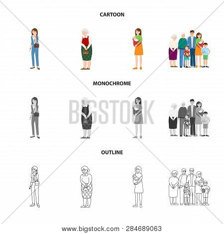 Vector Illustration Of Character And Avatar  Logo. Collection Of Character And Portrait Stock Vector