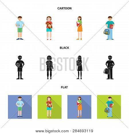 Vector Illustration Of Character And Avatar  Icon. Set Of Character And Portrait Vector Icon For Sto