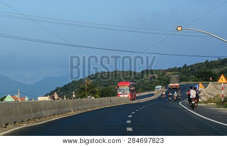 Nha Trang, Vietnam - Mar 23, 2016. Highway In Nha Trang, Vietnam. The Total Length Of The Viet Nam R