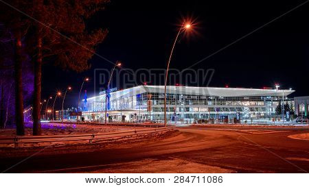 Krasnoyarsk Airport.krasnoyarsk. Russia-17.02.2019. Welcome Sign For The Krasnoyarsk, Russia - Janua