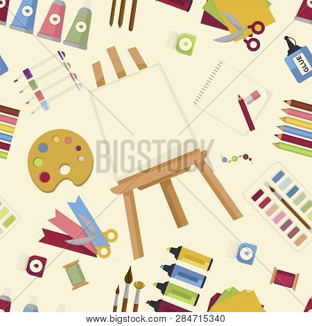 Art Creation Special Equipment To Paint And Draw Seamless Pattern.
