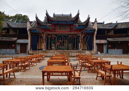 FUJIAN, CHINA â MARCH 2, 2018: Street view with historic architecture in Changting city in Fujian, China. 