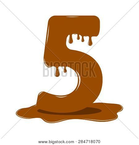 Chocolate Figure Five. Vector Chocolate Figures. Delicious Chocolate Figures.