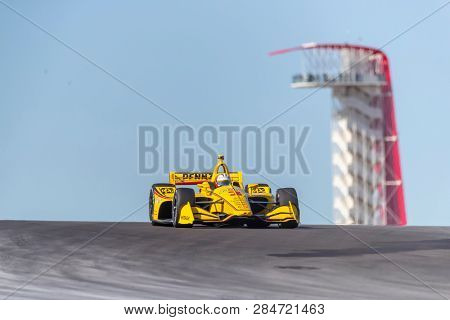 February 12, 2019 - Austin, Texas, USA: HELIO CASTRONEVES (3) of Brazil  goes through the turns during practice for the IndyCar Spring Test at Circuit Of The Americas in Austin, Texas.