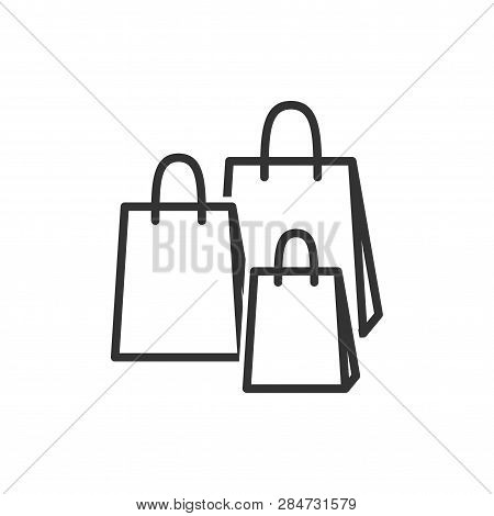 Shopping Bags Linear Icon Isolated On White Background