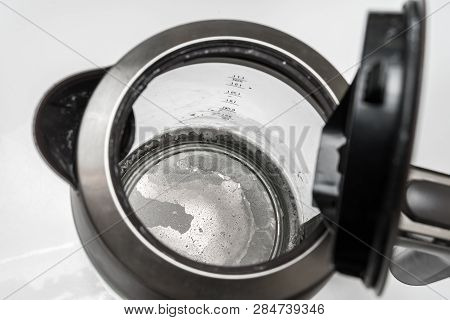 Limescale At The Bottom Of Kettle - Hard Water Concept