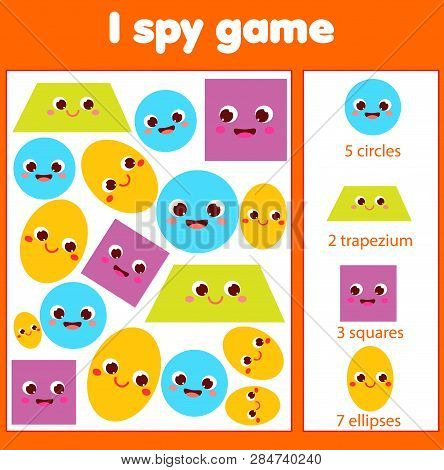 I Spy Game For Toddlers. Find And Count Objects. Educational Activity For Children. Learning Geometr
