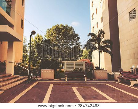 Residential Buildings And Surrounded With Green Plants In  Rishon Le Zion.