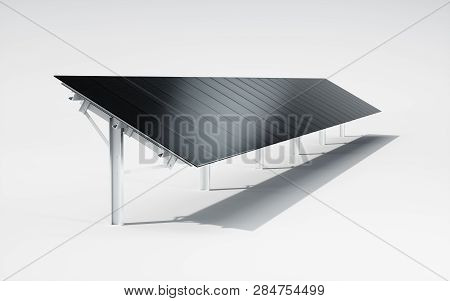 Futuristic, Modern And Aesthetic Black Monocrystalline Solar Panel System On White Background. 3d Il