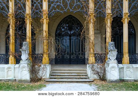 Hluboka Nad Vltavou, Czech Republic - January 24, 2019: Exterior Of Castle Hluboka Nad Vltavou, Sout