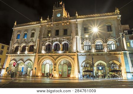Lisbon, Portugal.rossio Train Station At Praca Dos Restauradores