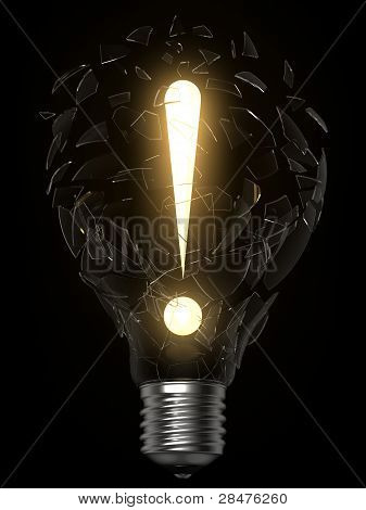 Glödlampa idé utropstecken