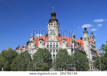 Germany Landmark - Leipzig City. New City Hall (neues Rathaus) Built In Historicism Architecture Sty