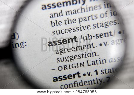 The Word Or Phrase Assent In A Dictionary Book.